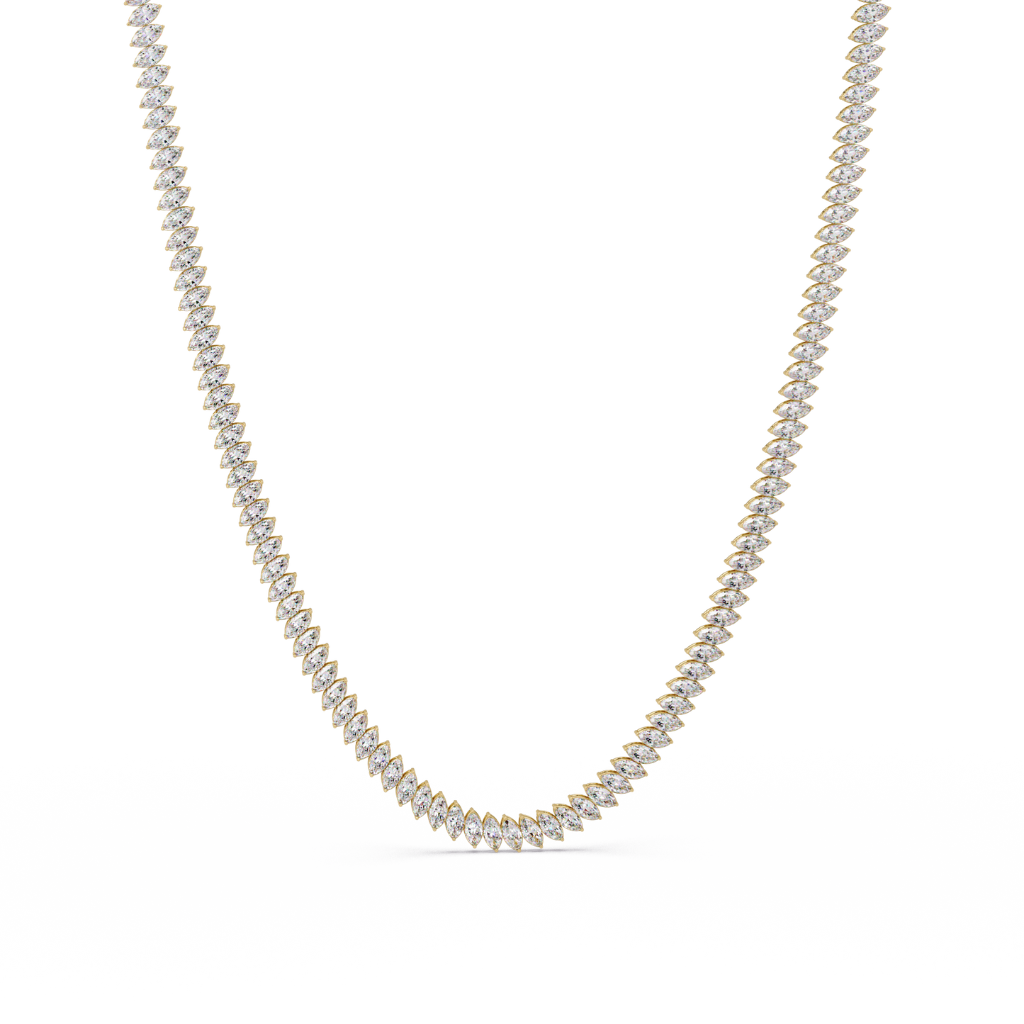 18k Solid Gold Marquise Tennis Diamond Necklace - HIGHCARAT DIAMONDS