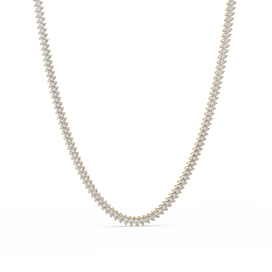 18k Solid Gold Marquise Tennis Diamond Necklace - HIGHCARAT DIAMONDS