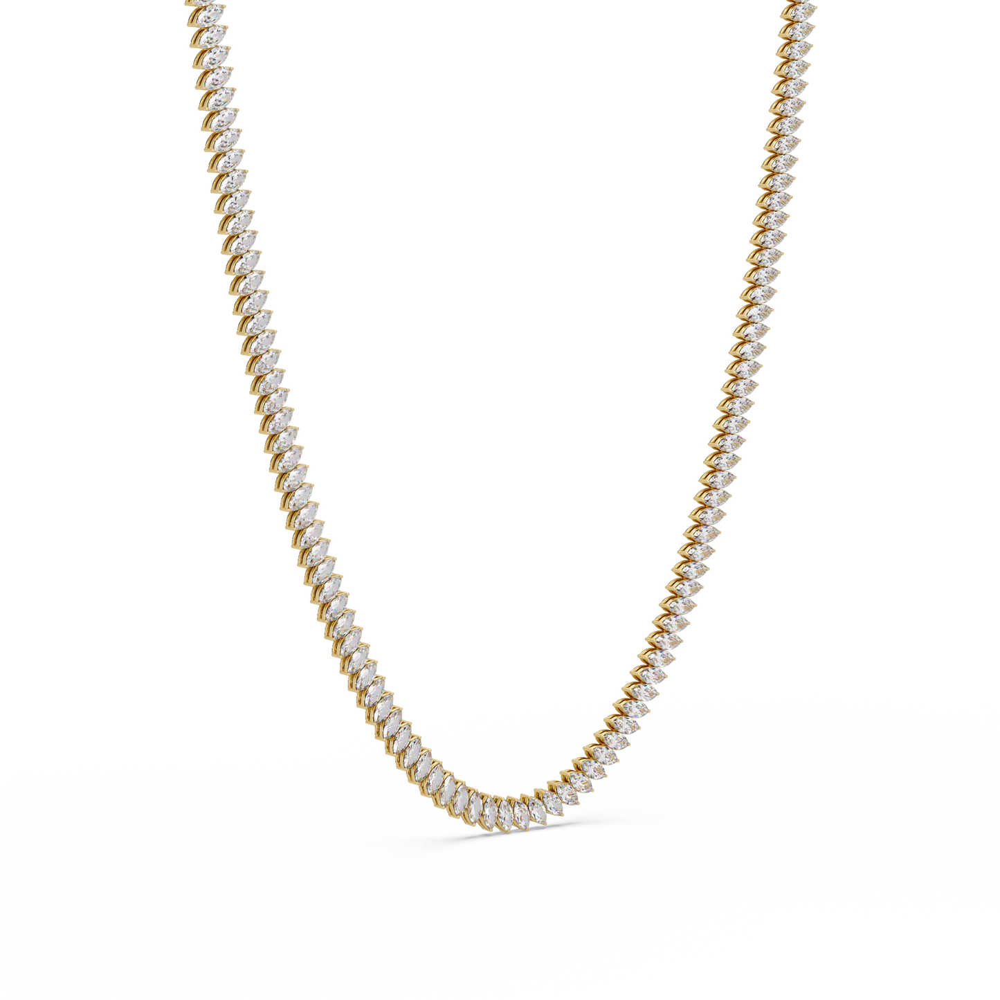 18k Solid Gold Marquise Tennis Diamond Necklace - HIGHCARAT DIAMONDS