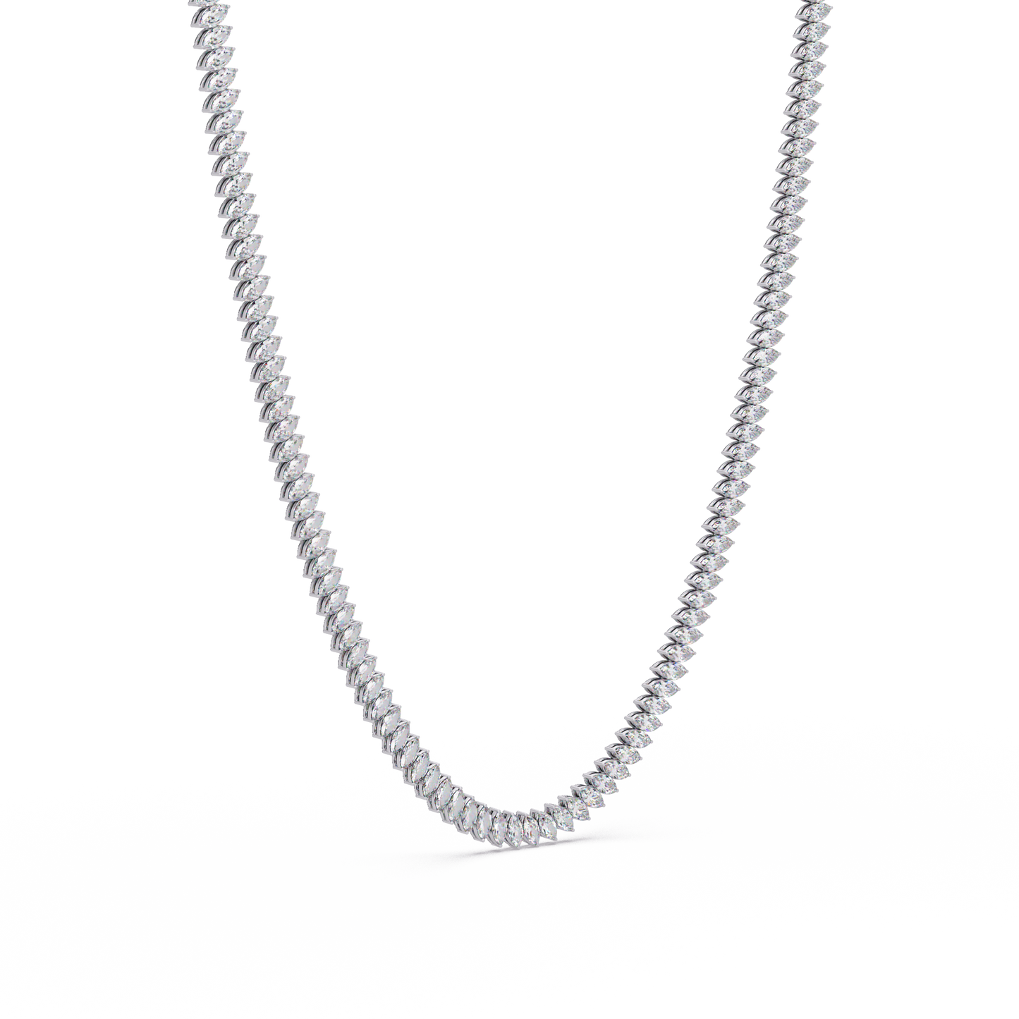18k Solid Gold Marquise Tennis Diamond Necklace - HIGHCARAT DIAMONDS