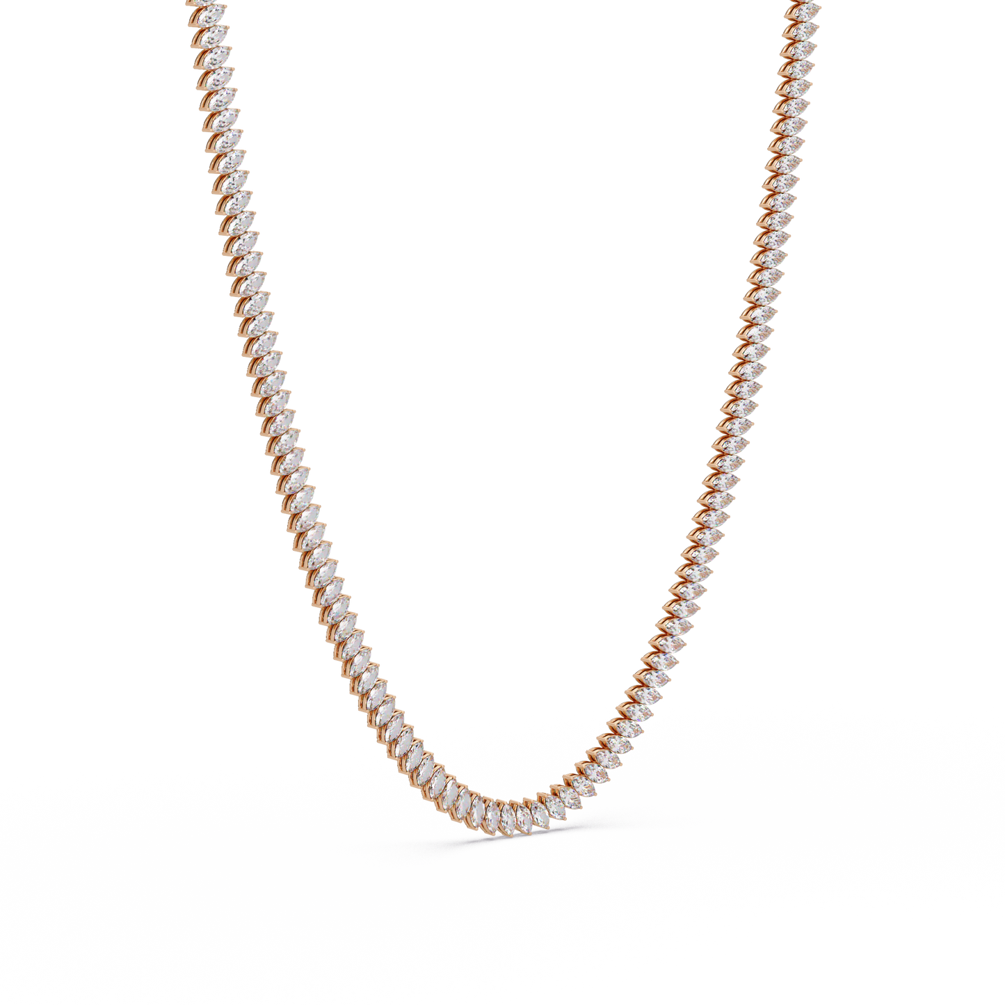 18k Solid Gold Marquise Tennis Diamond Necklace - HIGHCARAT DIAMONDS