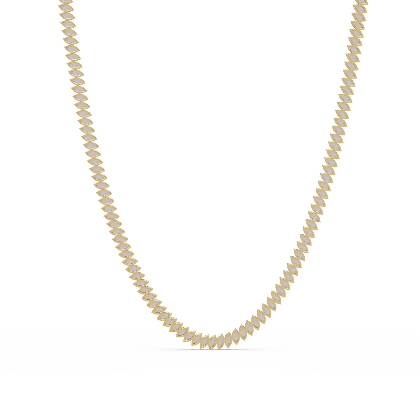 18k Solid Gold Marquise Tennis Diamond Necklace - HIGHCARAT DIAMONDS