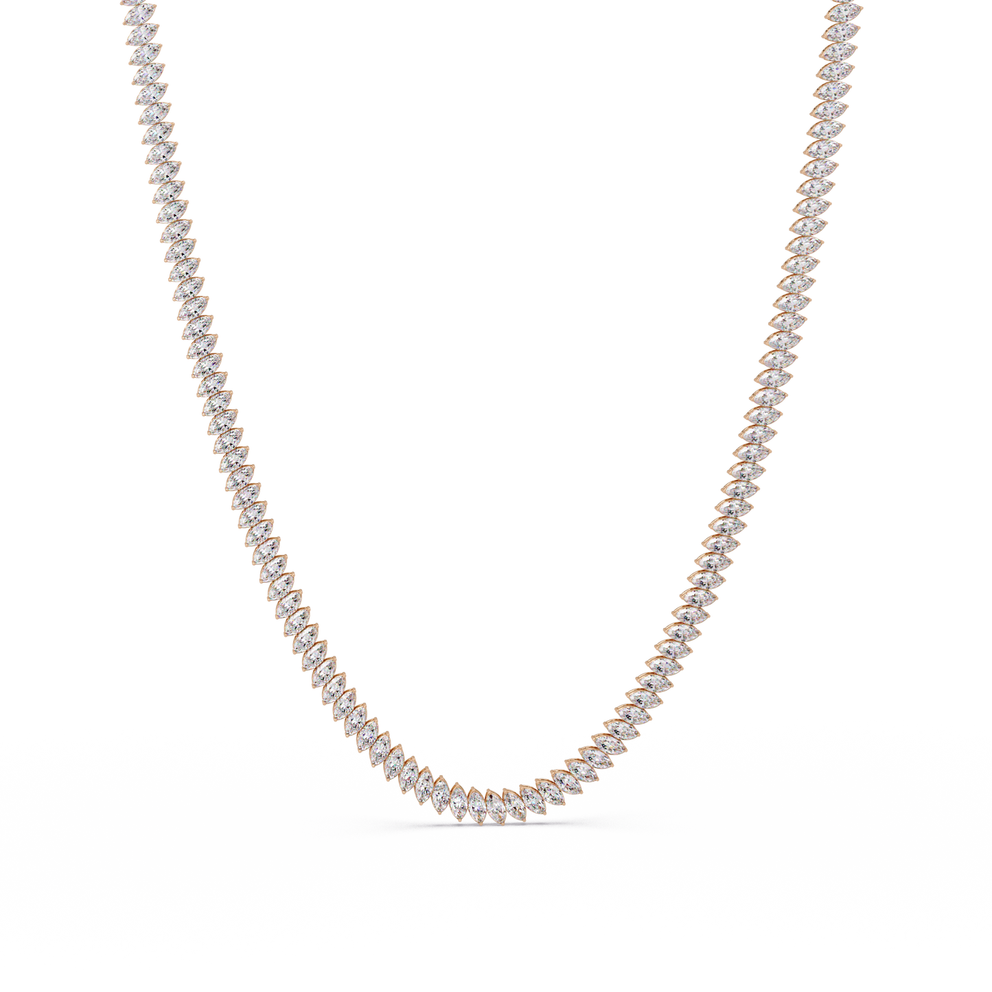 18k Solid Gold Marquise Tennis Diamond Necklace - HIGHCARAT DIAMONDS