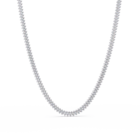 18k Solid Gold Marquise Tennis Diamond Necklace - HIGHCARAT DIAMONDS