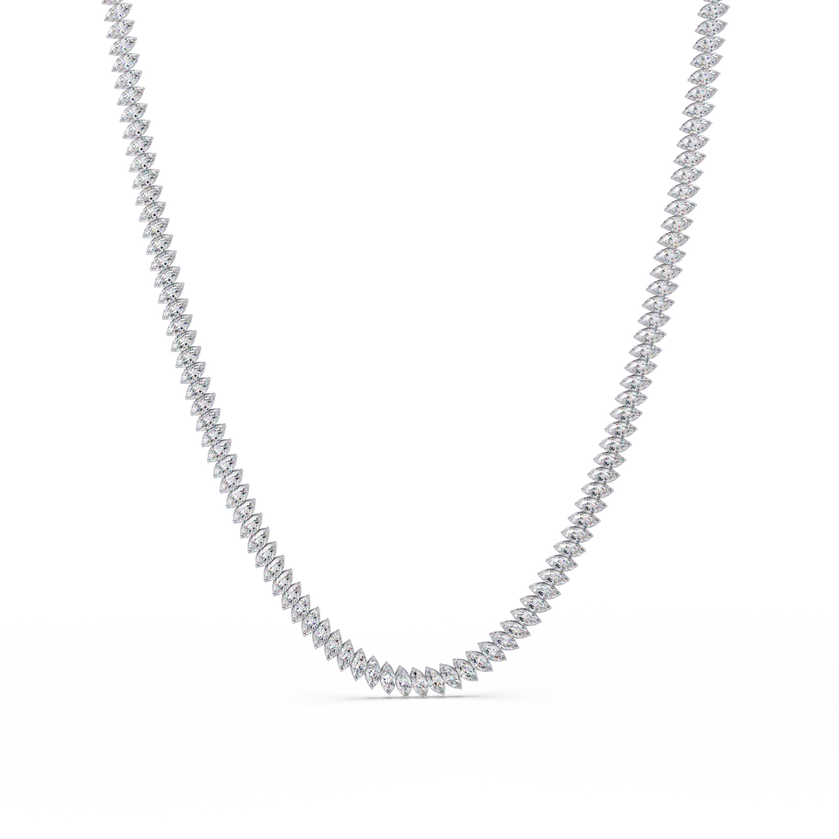 18k Solid Gold Marquise Tennis Diamond Necklace - HIGHCARAT DIAMONDS