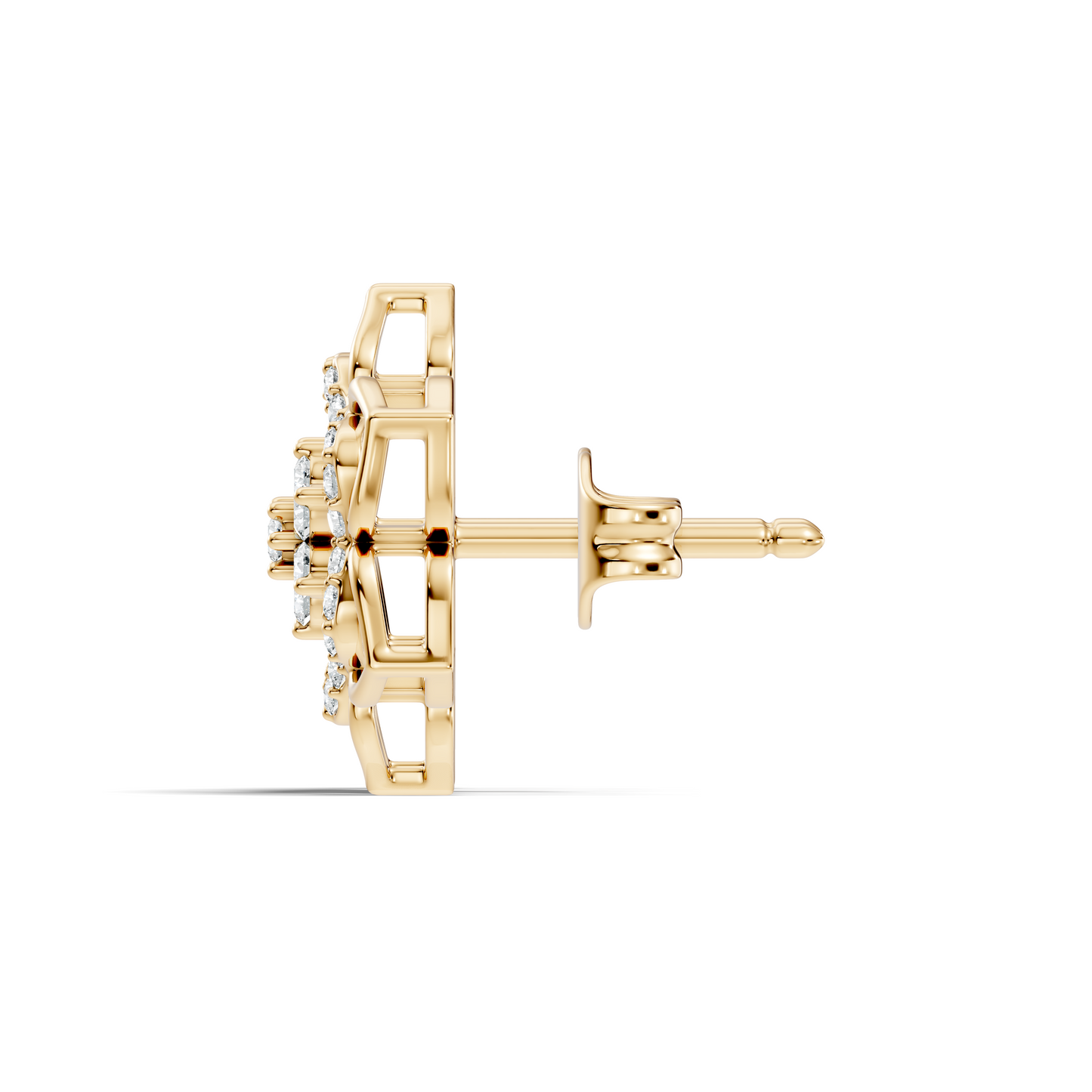 18k Solid Gold Natural & Lab Grown Round Shape Diamond New Classic Elegance Diamond Earrings For Women