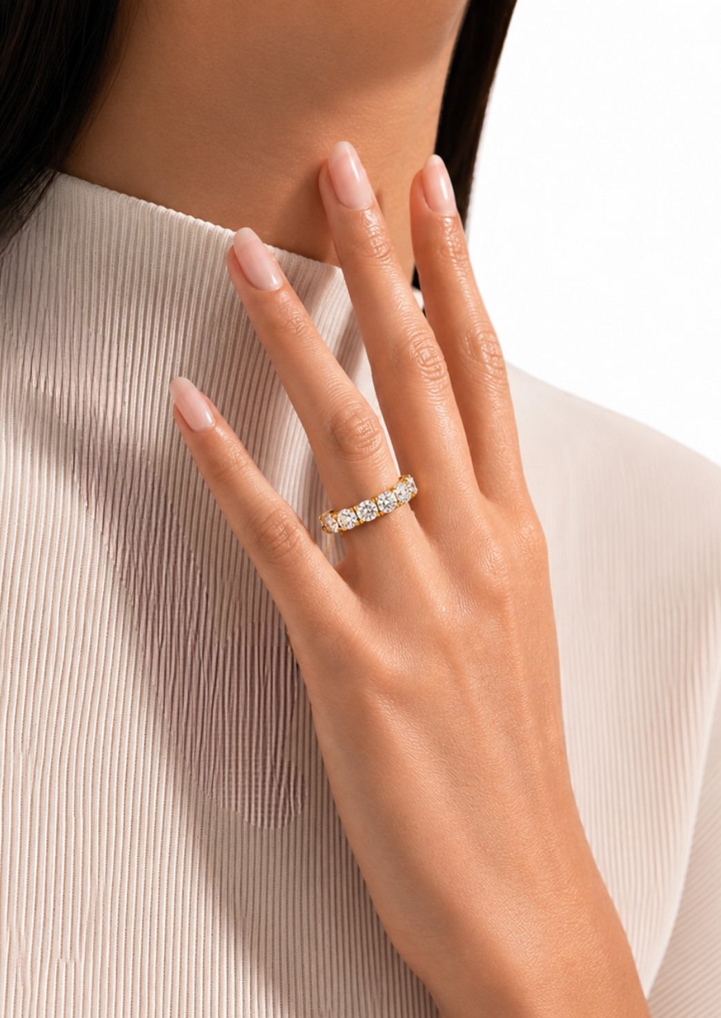 18k Solid Gold Natural or lab grown 1.04 Ct Round Diamond  Full Eternity Wedding Band Gift  For Her - HIGHCARAT DIAMONDS