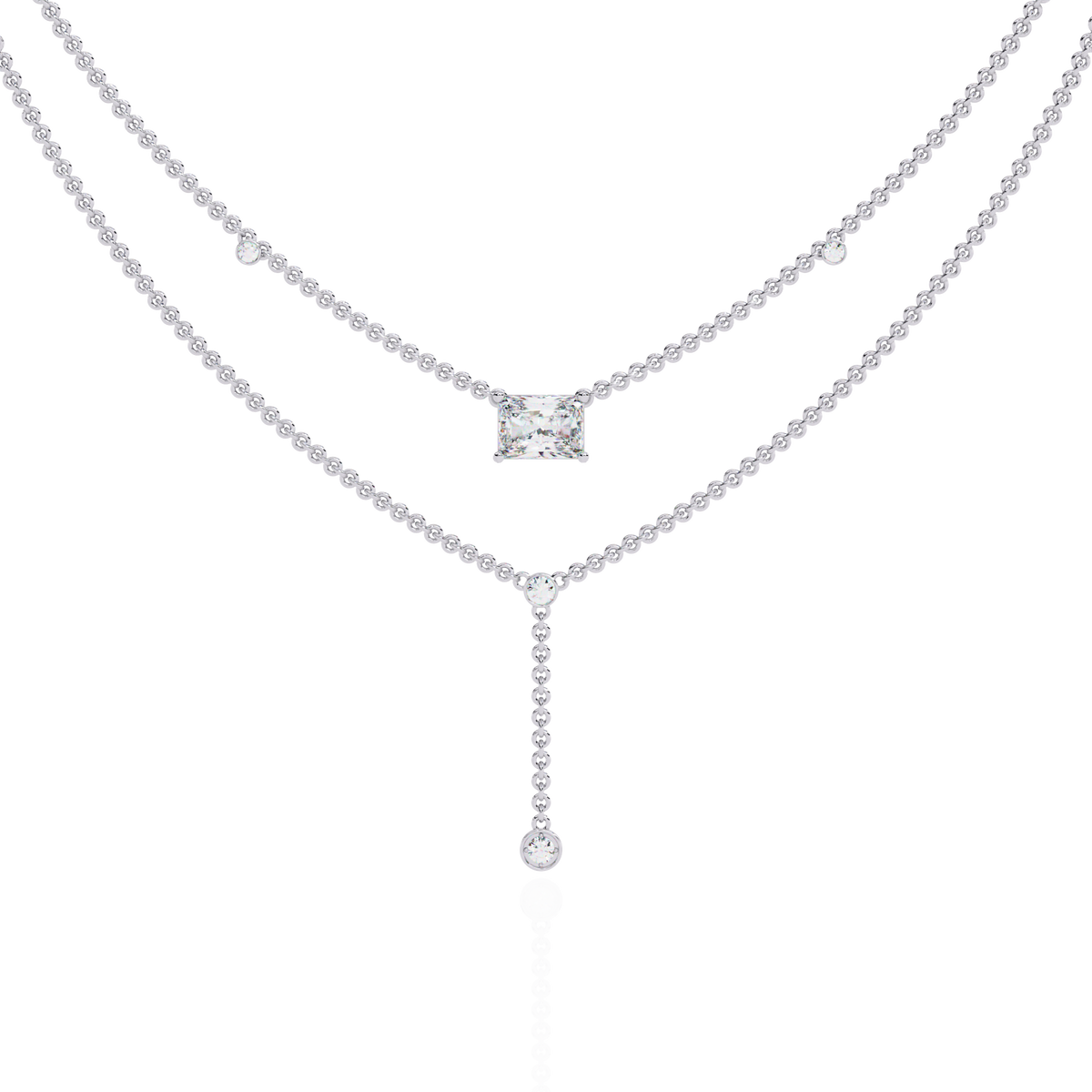 18k Solid Gold Radiant And Round 1.72 Ct  Cut Lab Grown Diamond Elegant Solitaire Cluster Daily Wear Necklace - HIGHCARAT DIAMONDS