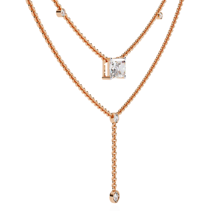 18k Solid Gold Radiant And Round 1.72 Ct  Cut Lab Grown Diamond Elegant Solitaire Cluster Daily Wear Necklace - HIGHCARAT DIAMONDS