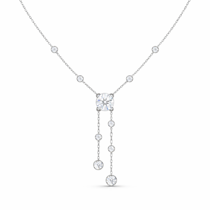 18k Solid Gold  Round Cut Lab Grown White Colorless  Diamond Art Deco Vintage Party Wear Anek Necklace - HIGHCARAT DIAMONDS