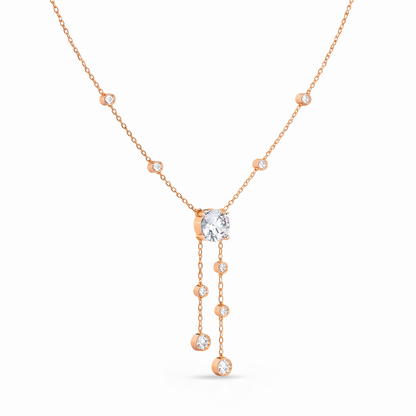 18k Solid Gold  Round Cut Lab Grown White Colorless  Diamond Art Deco Vintage Party Wear Anek Necklace - HIGHCARAT DIAMONDS