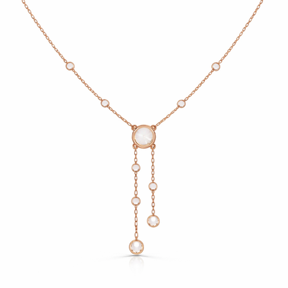 18k Solid Gold  Round Cut Lab Grown White Colorless  Diamond Art Deco Vintage Party Wear Anek Necklace - HIGHCARAT DIAMONDS