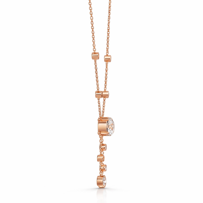 18k Solid Gold  Round Cut Lab Grown White Colorless  Diamond Art Deco Vintage Party Wear Anek Necklace - HIGHCARAT DIAMONDS