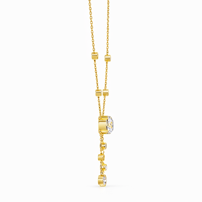 18k Solid Gold  Round Cut Lab Grown White Colorless  Diamond Art Deco Vintage Party Wear Anek Necklace - HIGHCARAT DIAMONDS