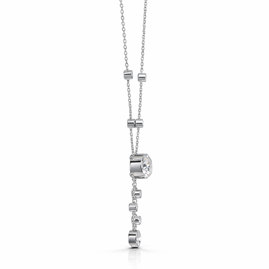 18k Solid Gold  Round Cut Lab Grown White Colorless  Diamond Art Deco Vintage Party Wear Anek Necklace - HIGHCARAT DIAMONDS