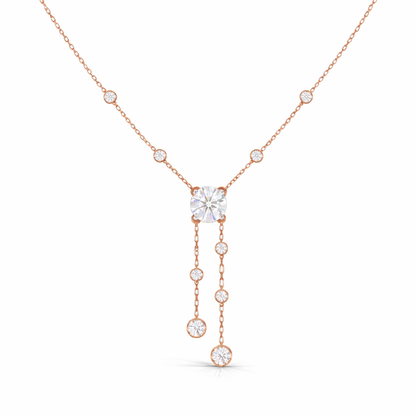 18k Solid Gold  Round Cut Lab Grown White Colorless  Diamond Art Deco Vintage Party Wear Anek Necklace - HIGHCARAT DIAMONDS