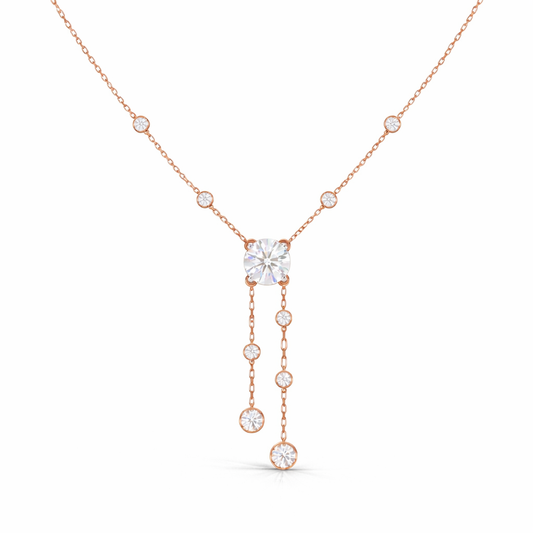 18k Solid Gold  Round Cut Lab Grown White Colorless  Diamond Art Deco Vintage Party Wear Anek Necklace - HIGHCARAT DIAMONDS