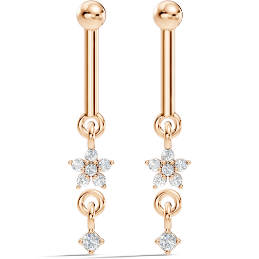 18k Solid Gold Round Shape Natural & Lab Grown Diamond New Classic Studs Women Diamond Earrings