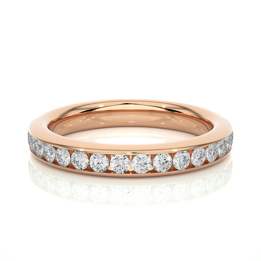 18k Solid Gold Round Shaped Lab Grown/Natural Diamond Full Eternity Band for her gifted - HIGHCARAT DIAMONDS