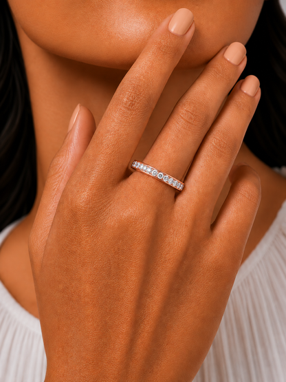 18k Solid Gold Round Shaped Lab Grown/Natural Diamond Full Eternity Band for her gifted - HIGHCARAT DIAMONDS