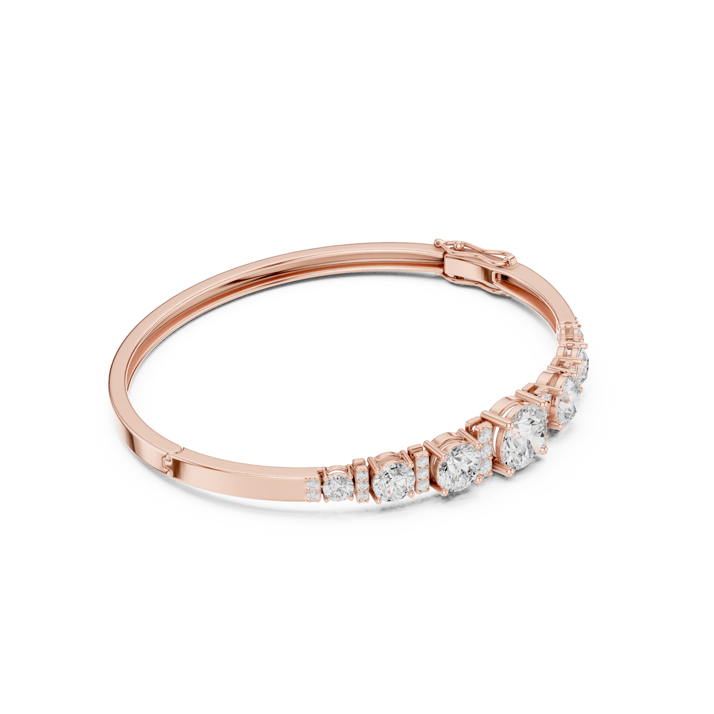 18k Solid Rose Gold 5.40CT Round Cut Lab Grown Diamond Wedding Bracelet - HIGHCARAT DIAMONDS