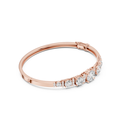 18k Solid Rose Gold 5.40CT Round Cut Lab Grown Diamond Wedding Bracelet - HIGHCARAT DIAMONDS