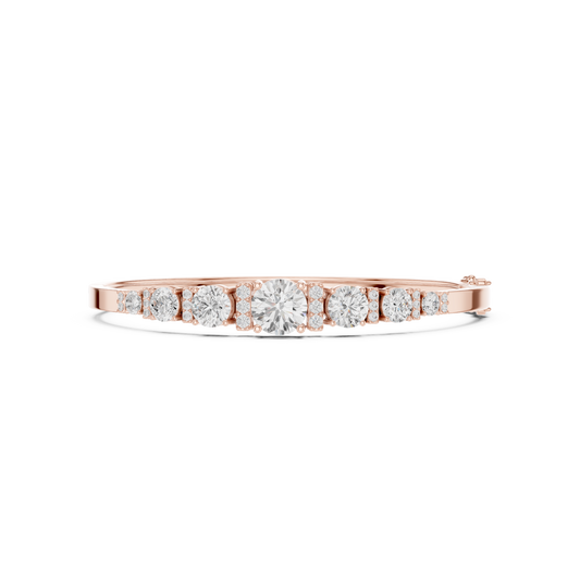 18k Solid Rose Gold 5.40CT Round Cut Lab Grown Diamond Wedding Bracelet - HIGHCARAT DIAMONDS