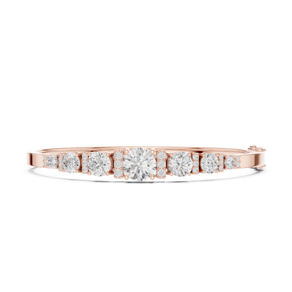 18k Solid Rose Gold 5.40CT Round Cut Lab Grown Diamond Wedding Bracelet - HIGHCARAT DIAMONDS