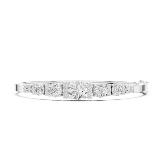 18k Solid Rose Gold 5.40CT Round Cut Lab Grown Diamond Wedding Bracelet - HIGHCARAT DIAMONDS