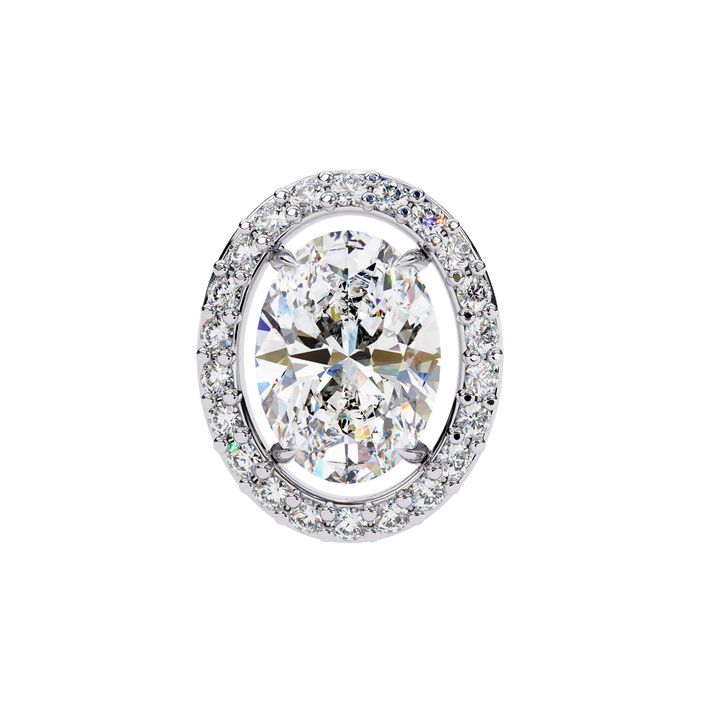 18k Solid Rose Gold Oval And Round Cut Diamond Minimalist Halo Prong Set Dainty Stud Bridesmaid Earring - HIGHCARAT DIAMONDS