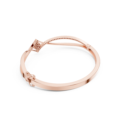 18k Solid White Gold Round Cut Lab Grown Diamond Ethical Bangle Bracelet - HIGHCARAT DIAMONDS