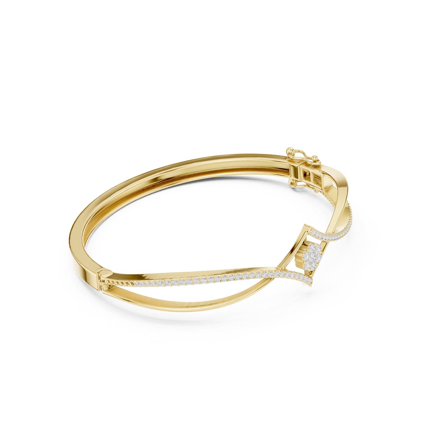 18k Solid White Gold Round Cut Lab Grown Diamond Ethical Bangle Bracelet - HIGHCARAT DIAMONDS