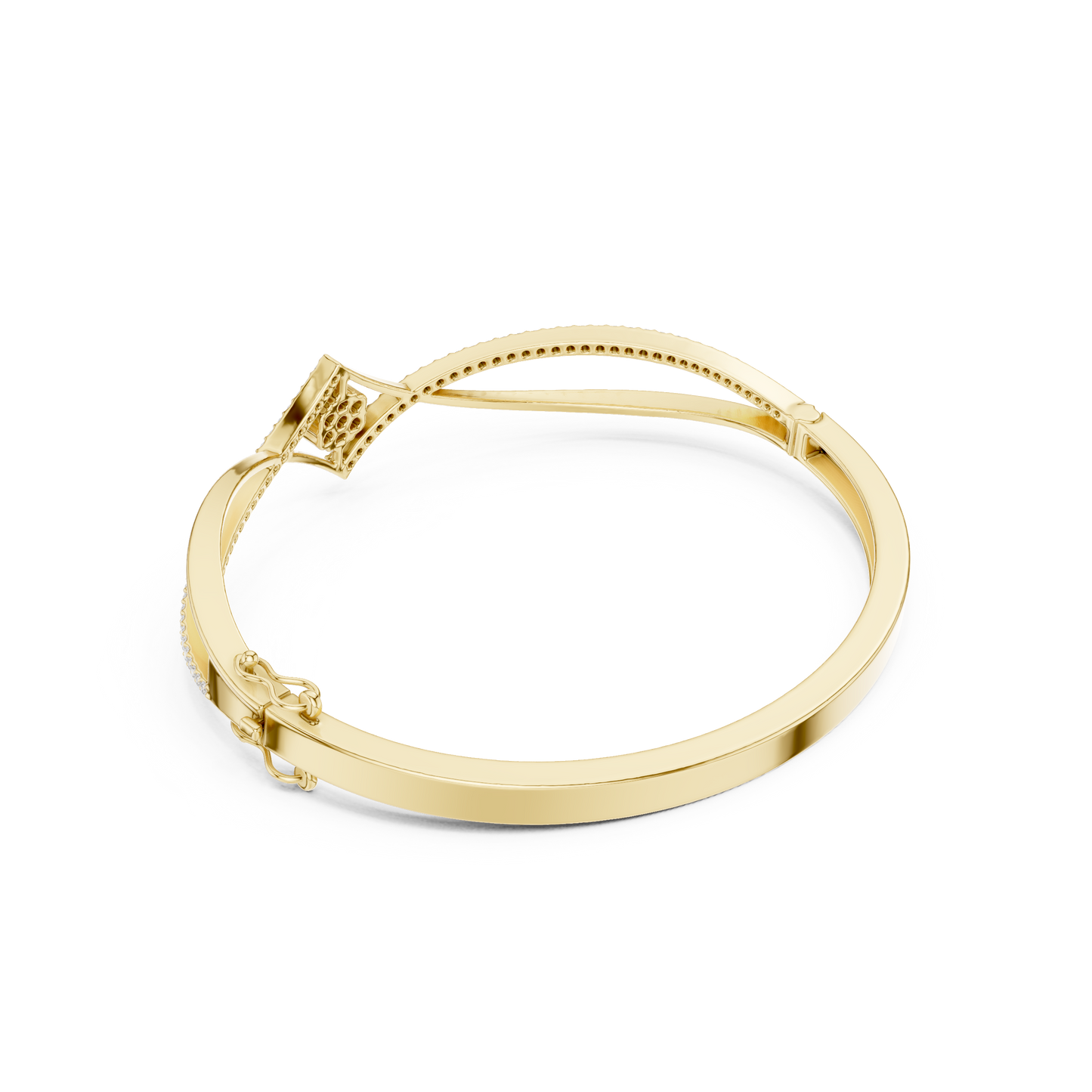 18k Solid White Gold Round Cut Lab Grown Diamond Ethical Bangle Bracelet - HIGHCARAT DIAMONDS