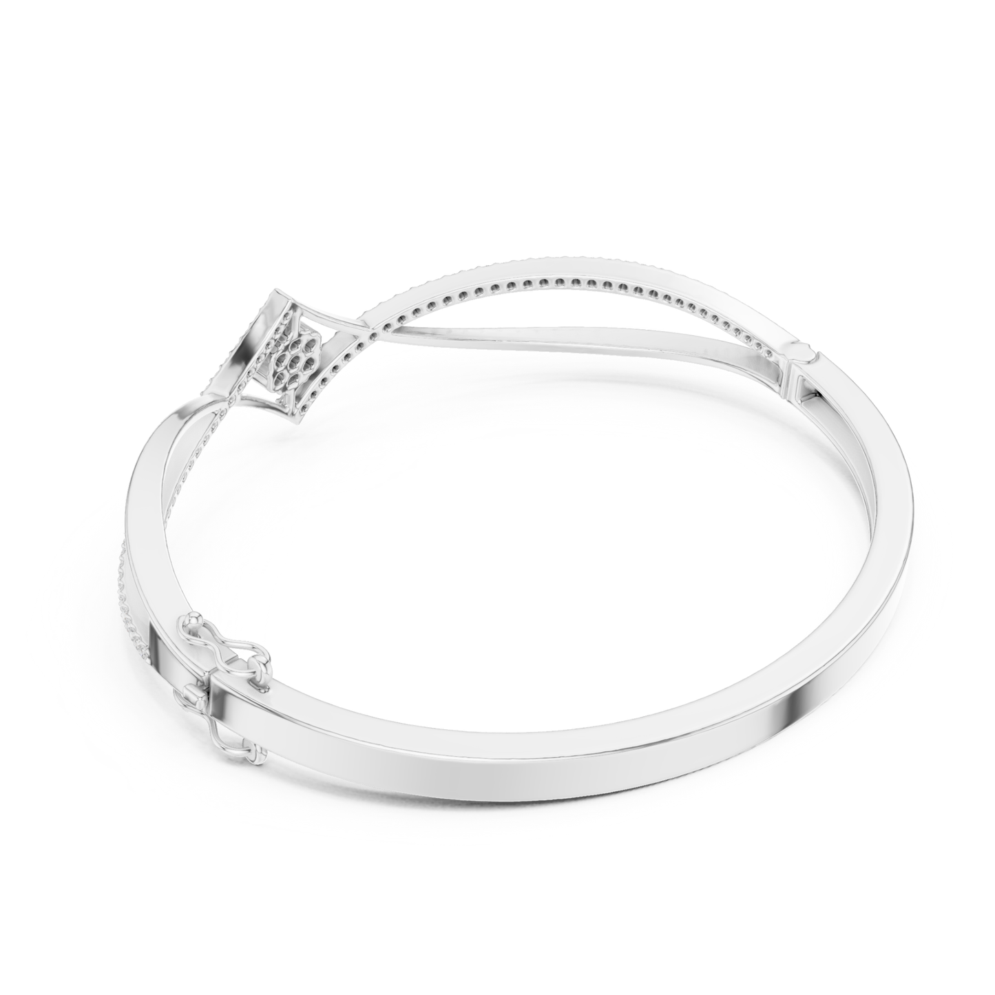 18k Solid White Gold Round Cut Lab Grown Diamond Ethical Bangle Bracelet - HIGHCARAT DIAMONDS
