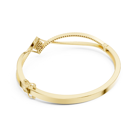 18k Solid White Gold Round Cut Lab Grown Diamond Ethical Bangle Bracelet - HIGHCARAT DIAMONDS