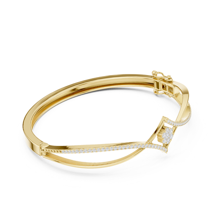 18k Solid White Gold Round Cut Lab Grown Diamond Ethical Bangle Bracelet - HIGHCARAT DIAMONDS