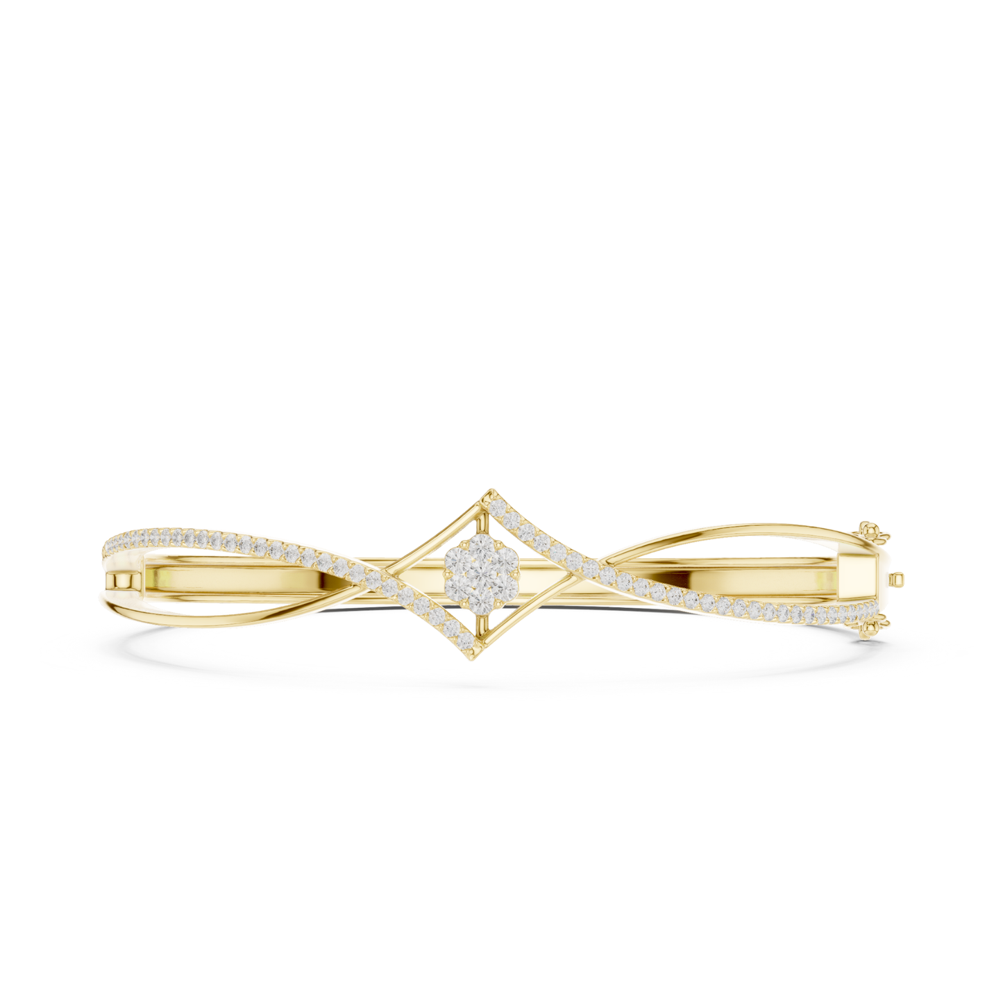 18k Solid White Gold Round Cut Lab Grown Diamond Ethical Bangle Bracelet - HIGHCARAT DIAMONDS