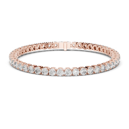 18k Solid Yellow Gold Vintage Minimalist 6.72Ct Round Cut Diamond Dainty Wedding Tennis Bracelet For Women's
