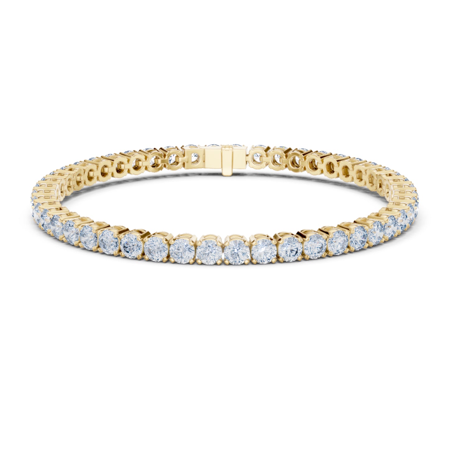 18k Solid Yellow Gold Vintage Minimalist 6.72Ct Round Cut Diamond Dainty Wedding Tennis Bracelet For Women's