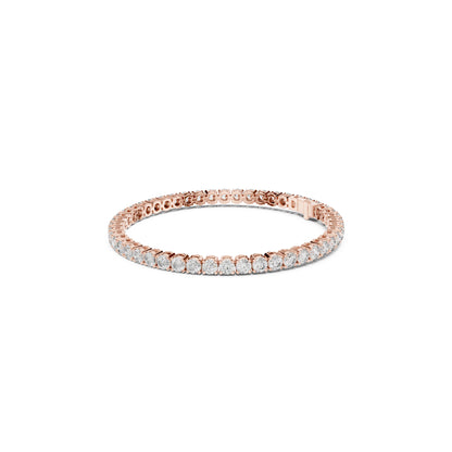 18k Solid Yellow Gold Vintage Minimalist 6.72Ct Round Cut Diamond Dainty Wedding Tennis Bracelet For Women's