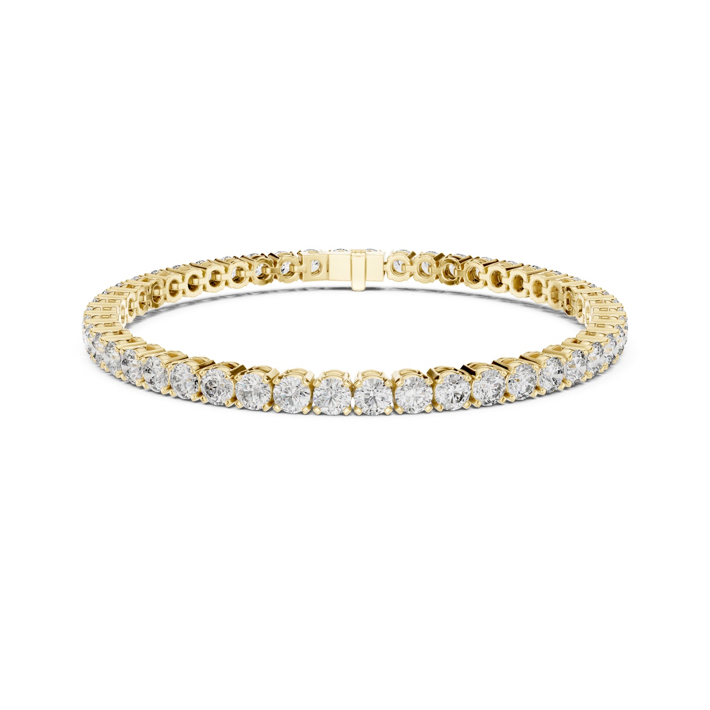 18k Solid Yellow Gold Vintage Minimalist 6.72Ct Round Cut Diamond Dainty Wedding Tennis Bracelet For Women's