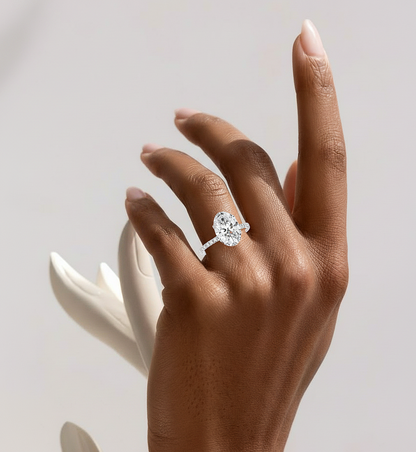 Oval Cut Lab Diamond Solitaire Accent Ring