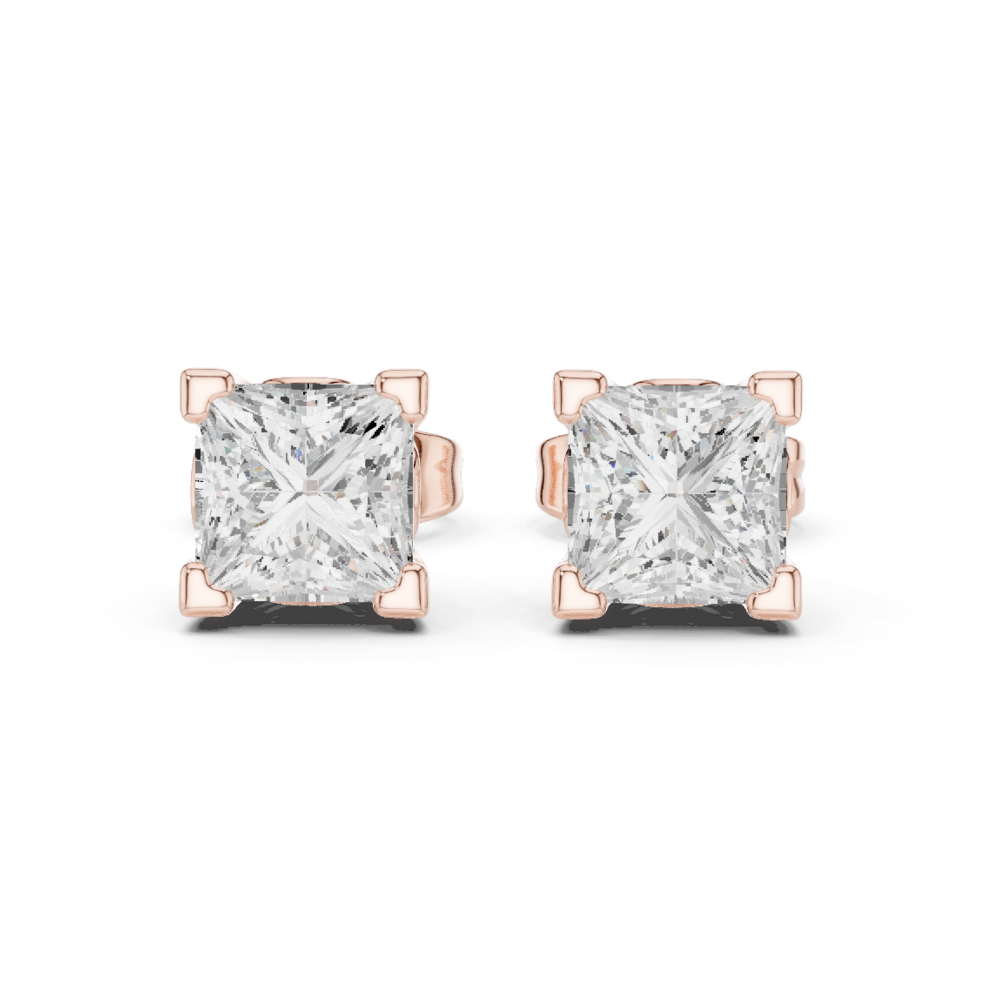 Princess Cut Lab Grown Diamond Solitaire Stud Earring