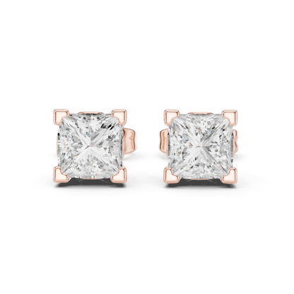 Princess Cut Lab Grown Diamond Solitaire Stud Earring