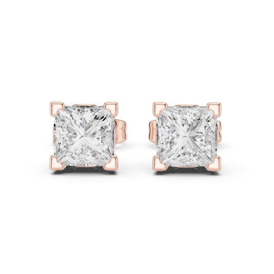 Princess Cut Lab Grown Diamond Solitaire Stud Earring