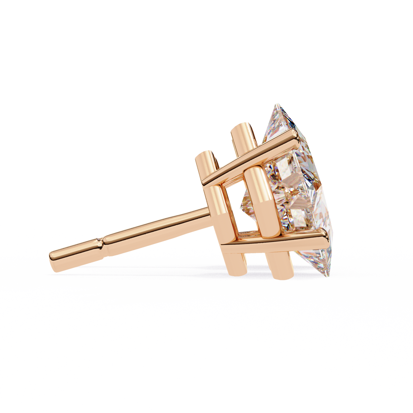 2.39Ct Princess Cut Top Grade Diamond Prong Set Solitaire Dainty Sparkling Stud Daily Wear Earring For Women's