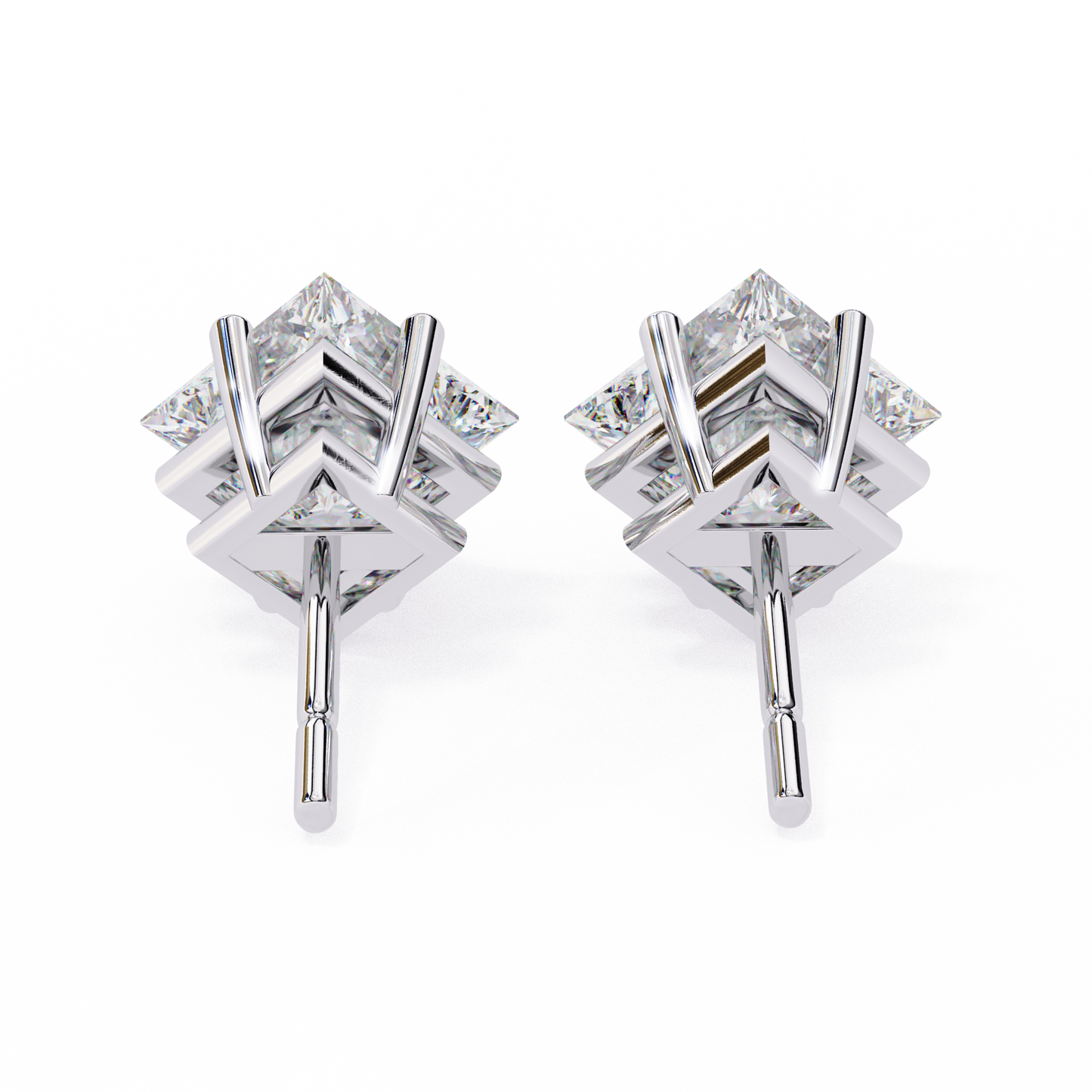 2.39Ct Princess Cut Top Grade Diamond Prong Set Solitaire Dainty Sparkling Stud Daily Wear Earring For Women's