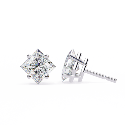 2.39Ct Princess Cut Top Grade Diamond Prong Set Solitaire Dainty Sparkling Stud Daily Wear Earring For Women's