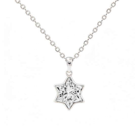 Star Cut David Lab Grown Diamond Bezel Set Pendant With Chain