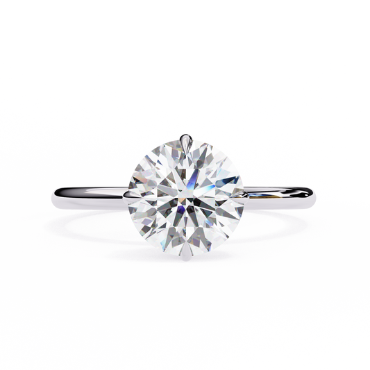 Round Cut Lab Grown Diamond Pave Setting Simple Solitaire Ring Gift for Her  10K, 14K Metal Available